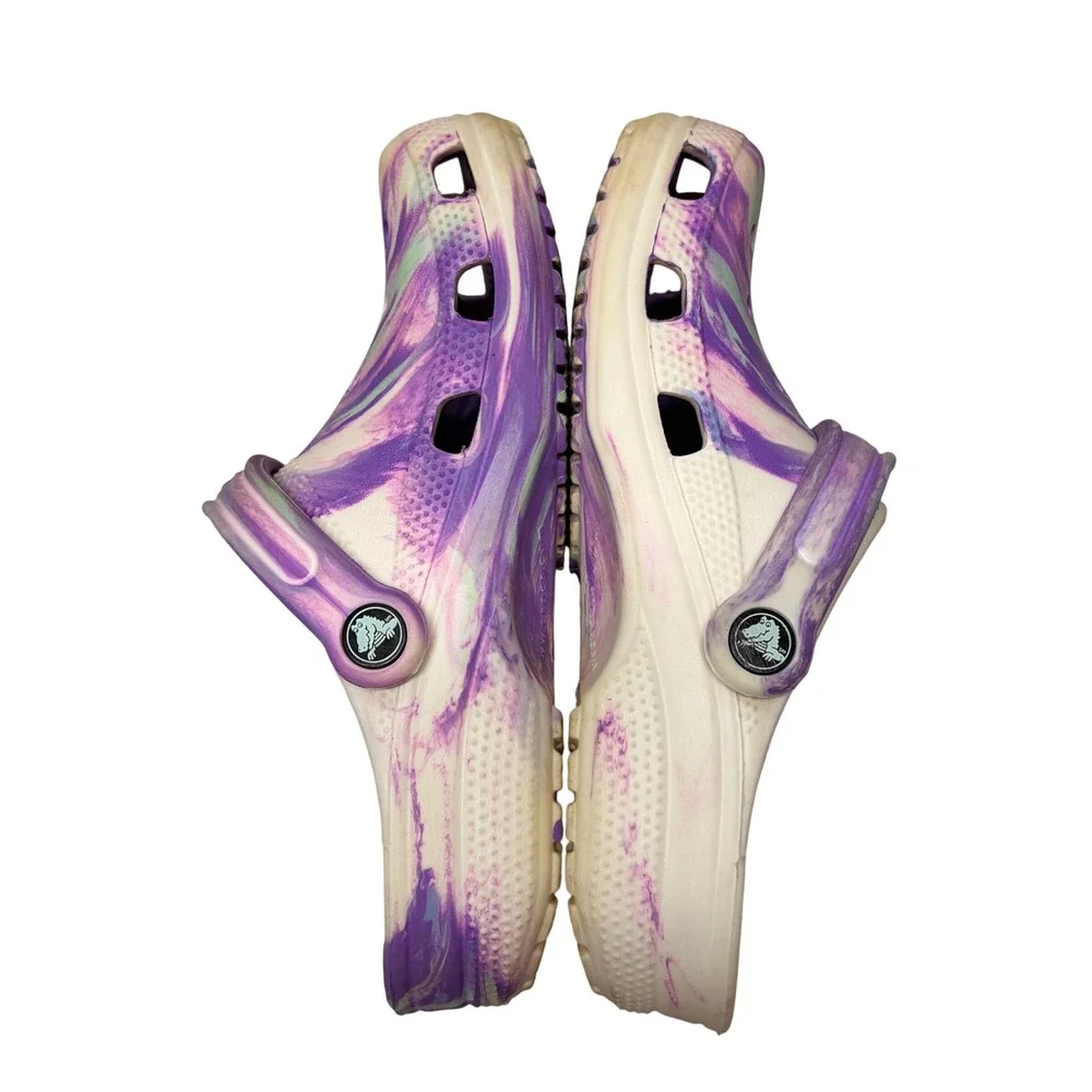 Crocs Classic Marbled Tie Dye Clogs J5 Big Kids Lavender Purple Y2K Fairycore